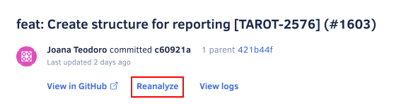 Reanalyzing a commit